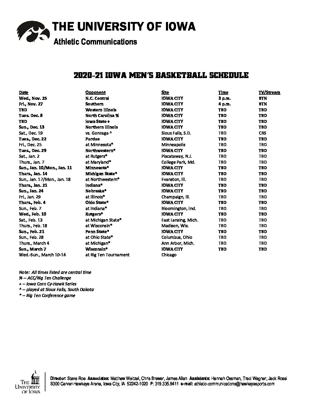 Iowa Basketball Schedule / Iowa State S Big 12 Mbb Schedule Announced
