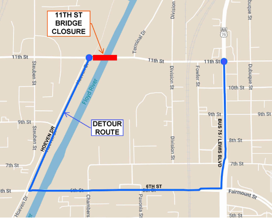Floyd River bridge detour