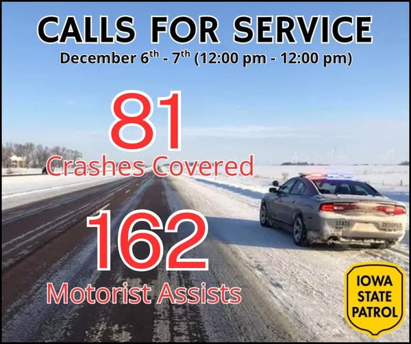 Iowa State Patrol Snow Accident Calls